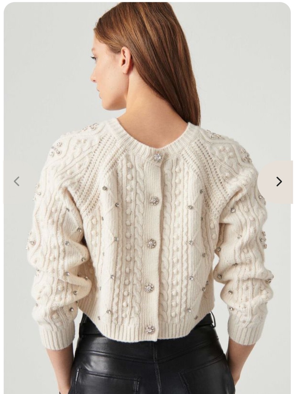 BA&SH embellished Cable Knit Crewneck Sweater - Cream